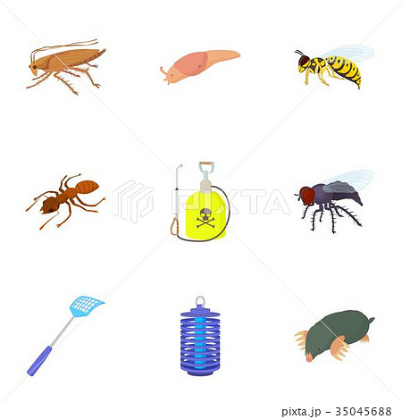 Bad pests icons set, cartoon style 35045688