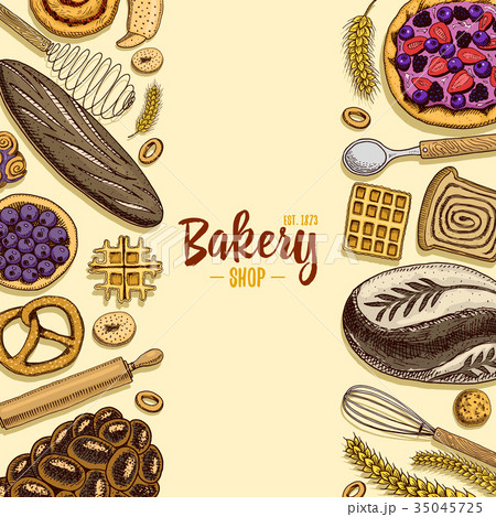 bread and pastry donut long loaf and fruit pie 35045725