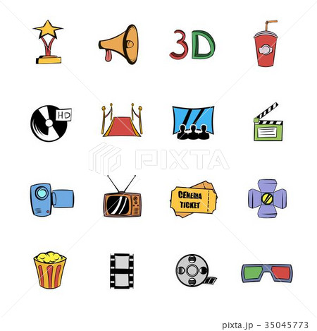 Cinema comics icons set cartoon 35045773