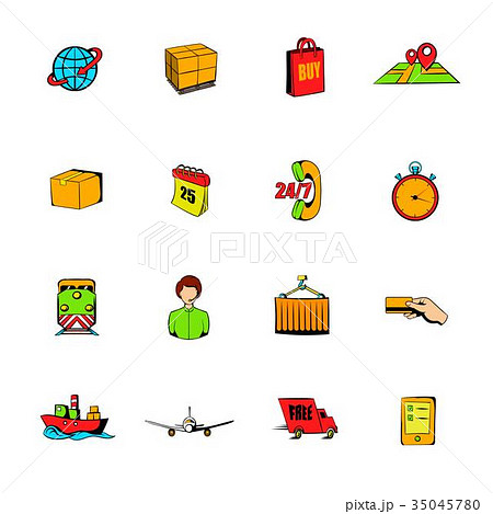 Logistics comics icons set cartoon 35045780
