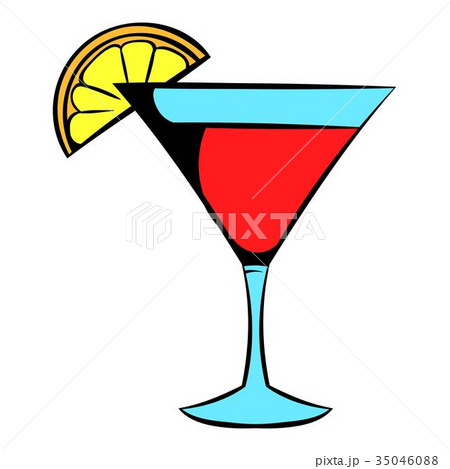 Martini glass with red cocktail icon, icon cartoon 35046088