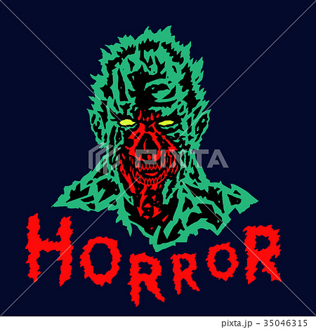 Evil demon with a torn face. Vector illustration. 35046315
