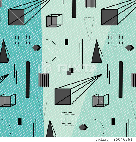 Trendy Geometric Elements Memphis Pattern. Trendy Geometric Elements Memphis Pattern. 35046561