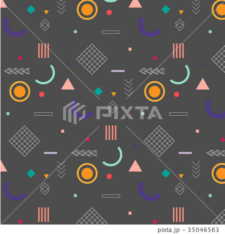 Trendy Geometric Elements Memphis Pattern.	 35046563