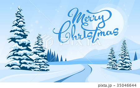 Winter landscape with Merry Cristmas Winter landscape with Merry Cristmas 35046644
