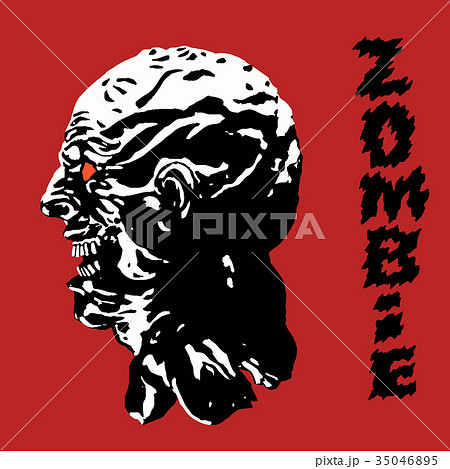 The scary black zombie face. Vector illustration. The scary black zombie face. Vector illustration. 35046895