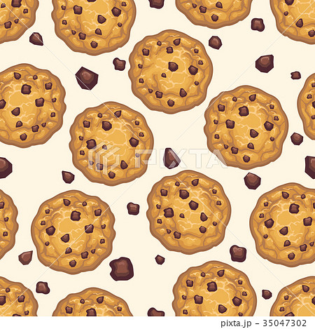 Choco Chip Cookie Seamless Patternのイラスト素材
