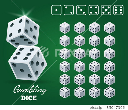 Gambling dice set on green background Gambling dice set on green background 35047306