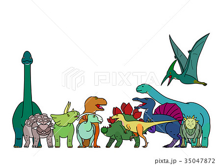 恐竜のグループのイラスト素材