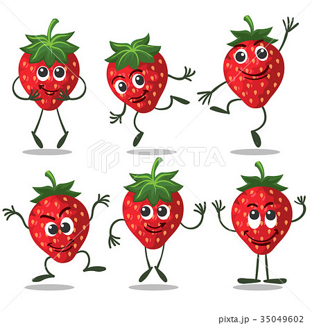 Strawberry Fruit Character Setのイラスト素材