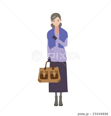旅行かばんを持つ女性 高齢者のイラスト素材