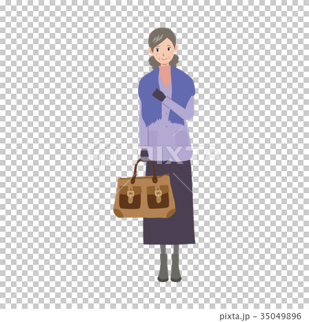 旅行かばんを持つ女性 高齢者のイラスト素材