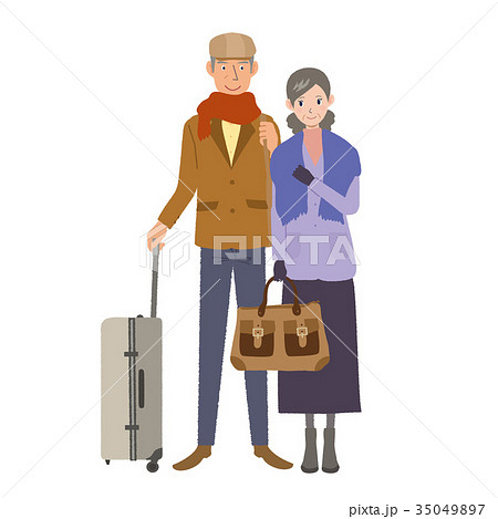 旅行に出かける 高齢夫婦 高齢者のイラスト素材
