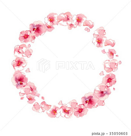 花のフレーム ピンク サークルのイラスト素材