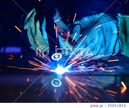 Industrial steel welder in factory technical, Industrial steel welder in factory technical, 35051853