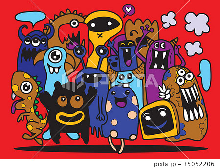 Cute Monster Set, Hand drawing cute doodle monster Cute Monster Set, Hand drawing cute doodle monster 35052206