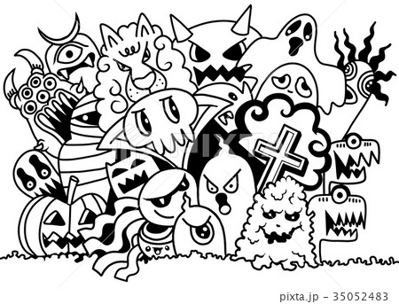 Hipster Hand drawn Crazy doodle Monster group 35052483