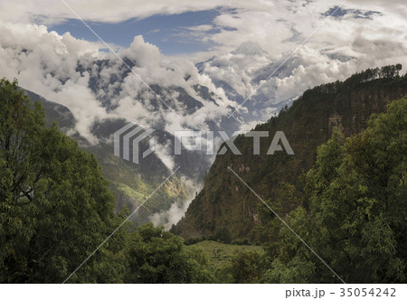 Nilgiri summit and cloudy Himalayas 35054242