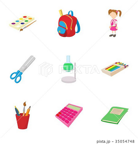 Schoolhouse icons set, cartoon style Schoolhouse icons set, cartoon style 35054748