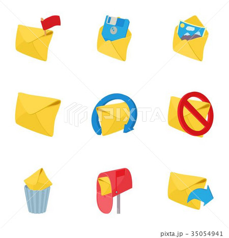 Communication icons set, cartoon style Communication icons set, cartoon style 35054941