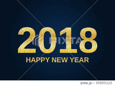Gold glitter Happy New Year 2018 35055122