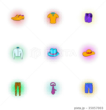 Outfits icons set, pop-art style Outfits icons set, pop-art style 35057003