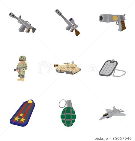 Military weapons icons set, cartoon style 35057046