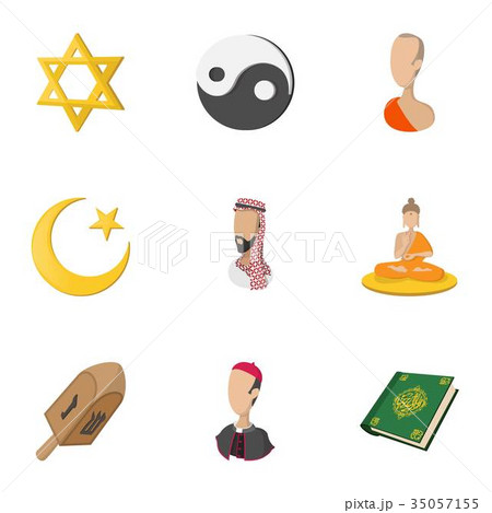 Faith icons set, cartoon style Faith icons set, cartoon style 35057155