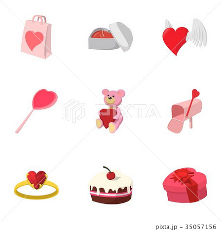 Valentines day february 14 icons set 35057156