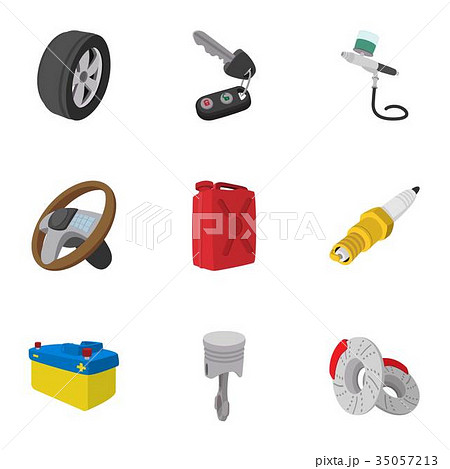 Car repairs icons set, cartoon style Car repairs icons set, cartoon style 35057213