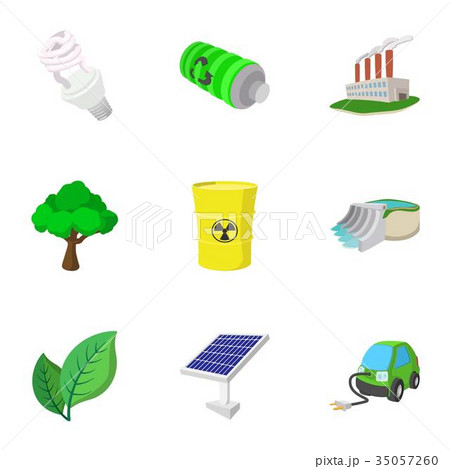 Ecology icons set, cartoon style Ecology icons set, cartoon style 35057260