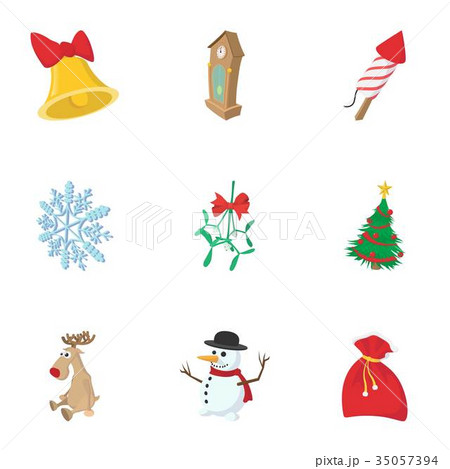 Christmas icons set, cartoon style 35057394