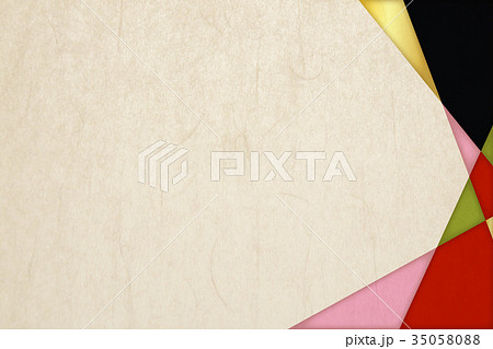 日本の伝統色イメージ和紙背景素材横位置 日本の伝統色イメージ和紙背景素材横位置 35058088