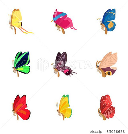 Types of butterflies icons set, cartoon style Types of butterflies icons set, cartoon style 35058628