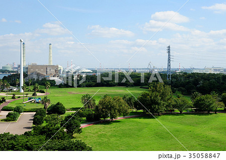 袖ヶ浦海浜公園展望台からの眺め　千葉県袖ケ浦市 35058847