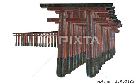 伏見稲荷風 千本鳥居 素材 白バックのイラスト素材 伏見稲荷風 千本鳥居 素材 白バックのイラスト素材