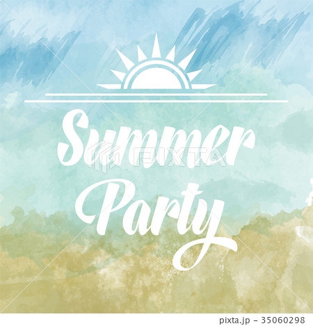 Summer party poster om watercolor background Summer party poster om watercolor background 35060298