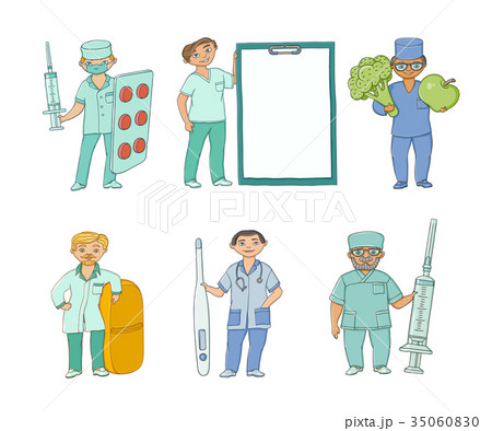 vector flat doctor, nurse surgeon characters set vector flat doctor, nurse surgeon characters set 35060830