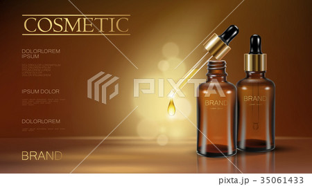 Realistic 3d essence bottle cosmetic ad. Oil Realistic 3d essence bottle cosmetic ad. Oil 35061433