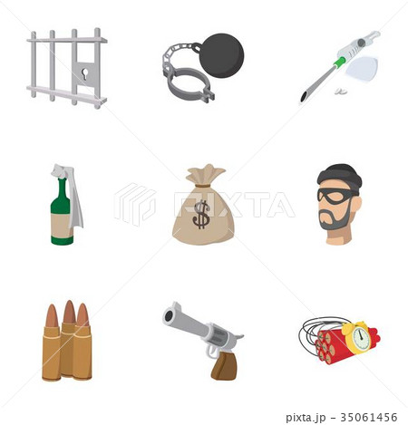 Offense icons set, cartoon styleのイラスト素材 [35061456] - PIXTA