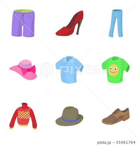 Kind of clothing icons set, cartoon style Kind of clothing icons set, cartoon style 35061764