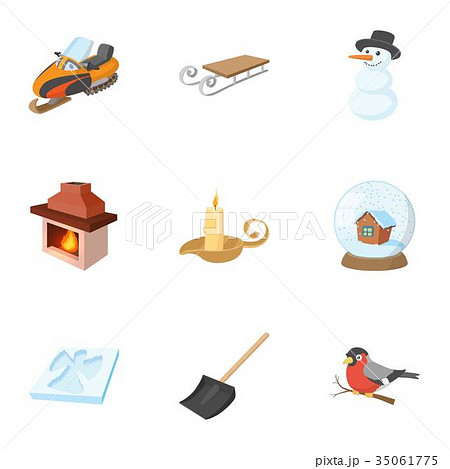 Season winter icons set, cartoon style 35061775