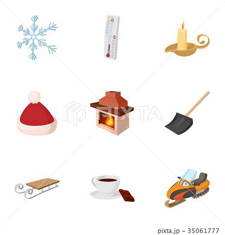 Winter frost icons set, cartoon style 35061777