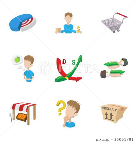 Purchase in store icons set, cartoon style 35061791