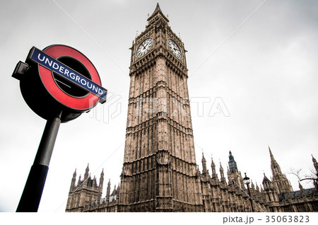 London underground sign and Big Ben 35063823