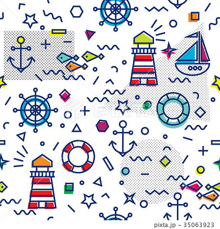 Seamless Marine pattern Seamless Marine pattern 35063923