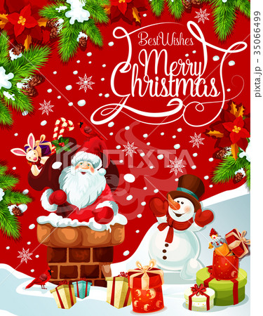 Merry Christmas Santa gifts tree vector greeting Merry Christmas Santa gifts tree vector greeting 35066499