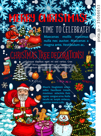 Christmas Santa gifts tree vector sketch greeting 35066653