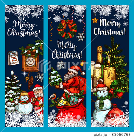 Merry Christmas wish vector greeting sketch banner Merry Christmas wish vector greeting sketch banner 35066763