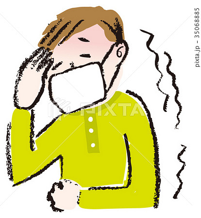 風邪をひいた人のイラスト素材